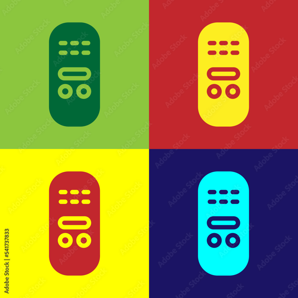 Poster pop art remote control icon isolated on color background. vector