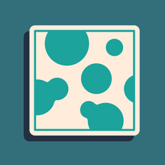 Green Cheese icon isolated on green background. Long shadow style. Vector