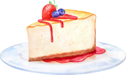 Watercolor illustration of Cheesecake dessert
