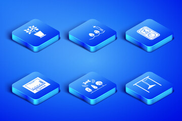 Set Automatic irrigation sprinklers, Plant pot, Smart farm with drone, Incubator for eggs, Standalone sensor and plant and farming technology icon. Vector