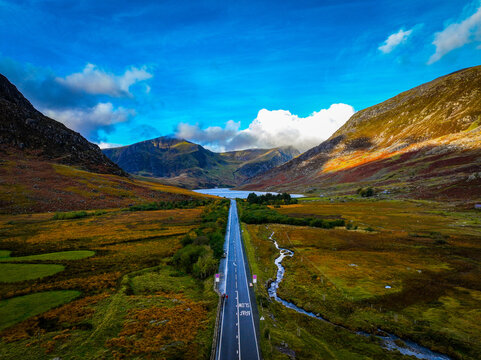 mountain road in Snowdonia 