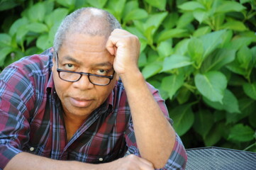African american male senior expressions outdoors.
