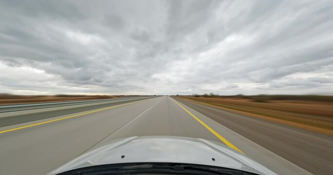 Medium-speed POV timelapse on a plain Highway at cloudy day. 60 fps, H.264, 8bit, Chroma Subsamlping 4:4:4