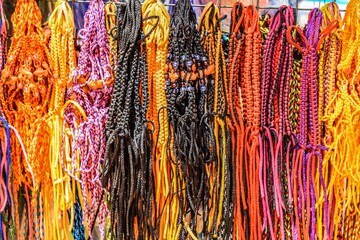 Group of colorful knitted braclets