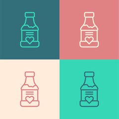 Pop art line Vitamin complex of pill capsule icon isolated on color background. Healthy lifestyle. Vector