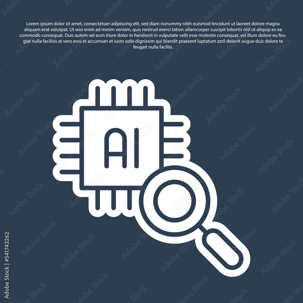 Aufkleber blue line computer processor with microcircuits cpu icon isolated on blue background. chip or cpu wi