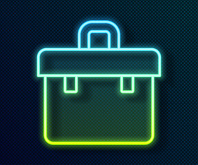 Glowing neon line Briefcase icon isolated on black background. Business case sign. Business portfolio. Vector