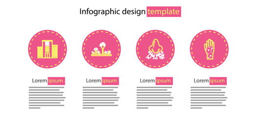 Set line Runny nose, Hand with psoriasis or eczema, Mold and Medical hospital building icon. Vector
