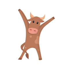 Funny cute cow. Vector cartoon illustration.