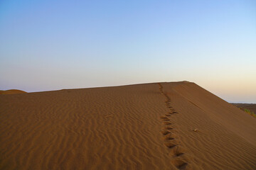 Fototapeta na wymiar footprint in the desert, sand