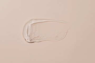 Transparent cosmetic gel cream texture, skincare lotion swatch on pastel background. Face creme,...