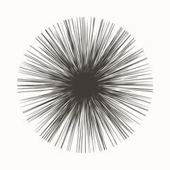 Chaotic art lines in circle, geometric symbol as sun. Abstract background or tattoo, logo, icon.
