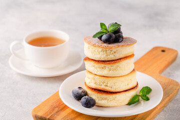 Japanese soft pancakes with berries