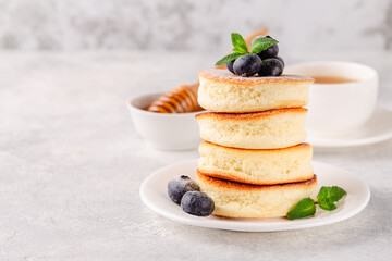 Japanese soft pancakes with berries