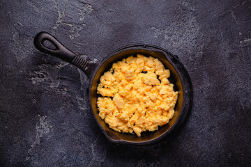 Cooked omelette in a frying pan
