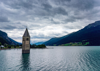 Reschensee Germany tower  Pfarrkirche St. Katharina 