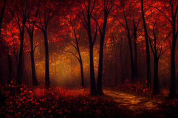 Herfst magische bos achtergrond