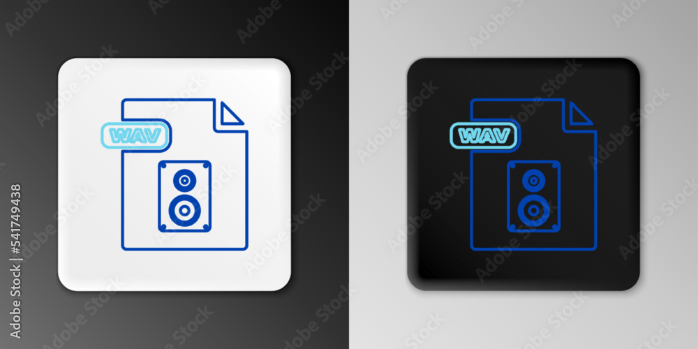 Poster line wav file document. download wav button icon isolated on grey background. wav waveform audio fil