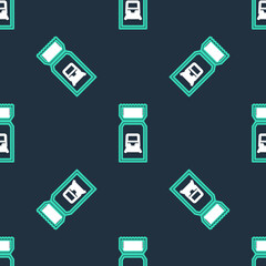 Line Train ticket icon isolated seamless pattern on black background. Travel by railway. Vector