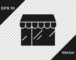Black Shopping building or market store icon isolated on transparent background. Shop construction. Vector