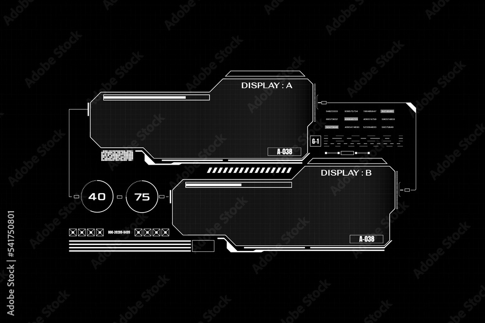 Fototapete HUD futuristic infographic dual screen frame report information vector. Technology data display template illustration.