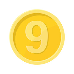 Simple illustration of coin with number nine Concept of internet icon