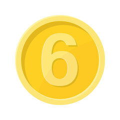 Simple illustration of coin with number six Concept of internet icon