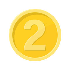 Simple illustration of coin with number two Concept of internet icon