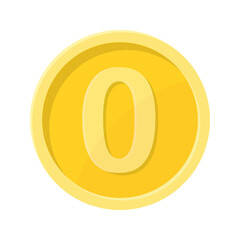 Simple illustration of coin with number zero Concept of internet icon