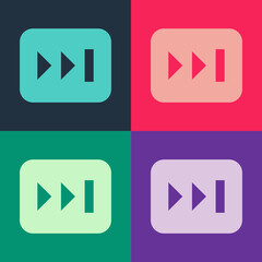 Pop art Fast forward icon isolated on color background. Vector