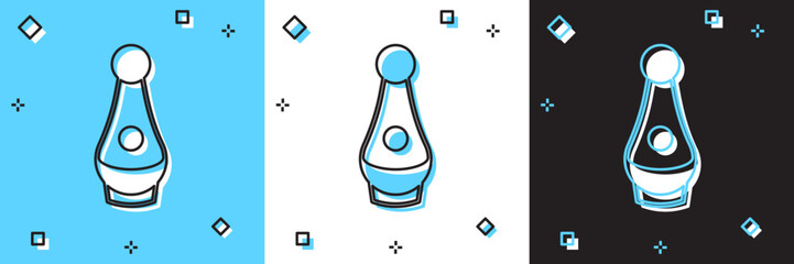 Set Soju bottle icon isolated on blue and white, black background. Korean rice vodka. Vector