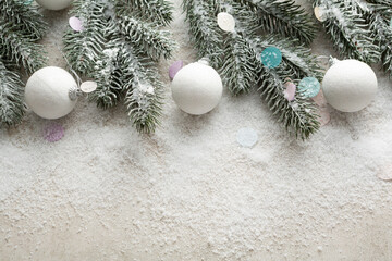 Christmas winter background with white decorations