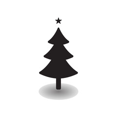 Christmas tree black icon, flat design style. Christmas tree vector silhouette. Vector illustration isolated on white background