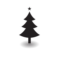 Fototapeta premium Christmas tree icon and star, vector flat object. Vector illustration isolated on white background