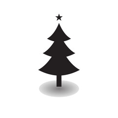 Fototapeta premium Christmas tree icon and star, vector flat object. Vector illustration isolated on white background