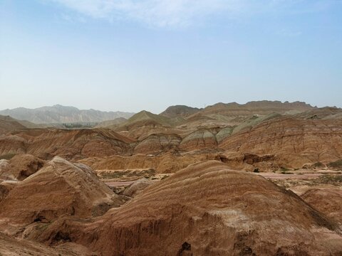 Aerial View Of The Rainbow Mountains In Zhangye Danxia National Geopark, China