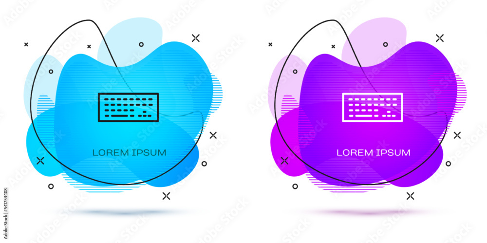 Poster set computer keyboard icon isolated on black and white background. pc component sign. vector