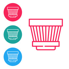 Red line Car air filter icon isolated on white background. Automobile repair service symbol. Set icons in circle buttons. Vector