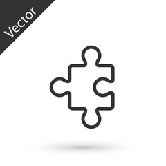 Grey line Piece of puzzle icon isolated on white background. Business, marketing, finance, layout, infographics, internet concept. Vector