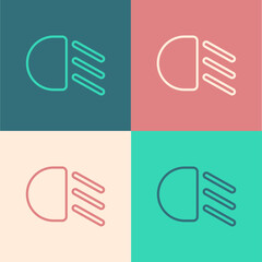 Pop art line High beam icon isolated on color background. Car headlight. Vector