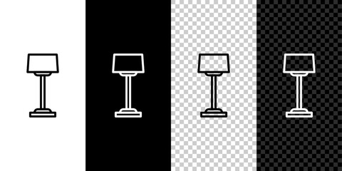 Set line Floor lamp icon isolated on black and white,transparent background. Vector