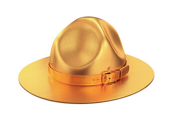 Scout hat, Ranger hat, gold campaign hat with leather belt, 3d render