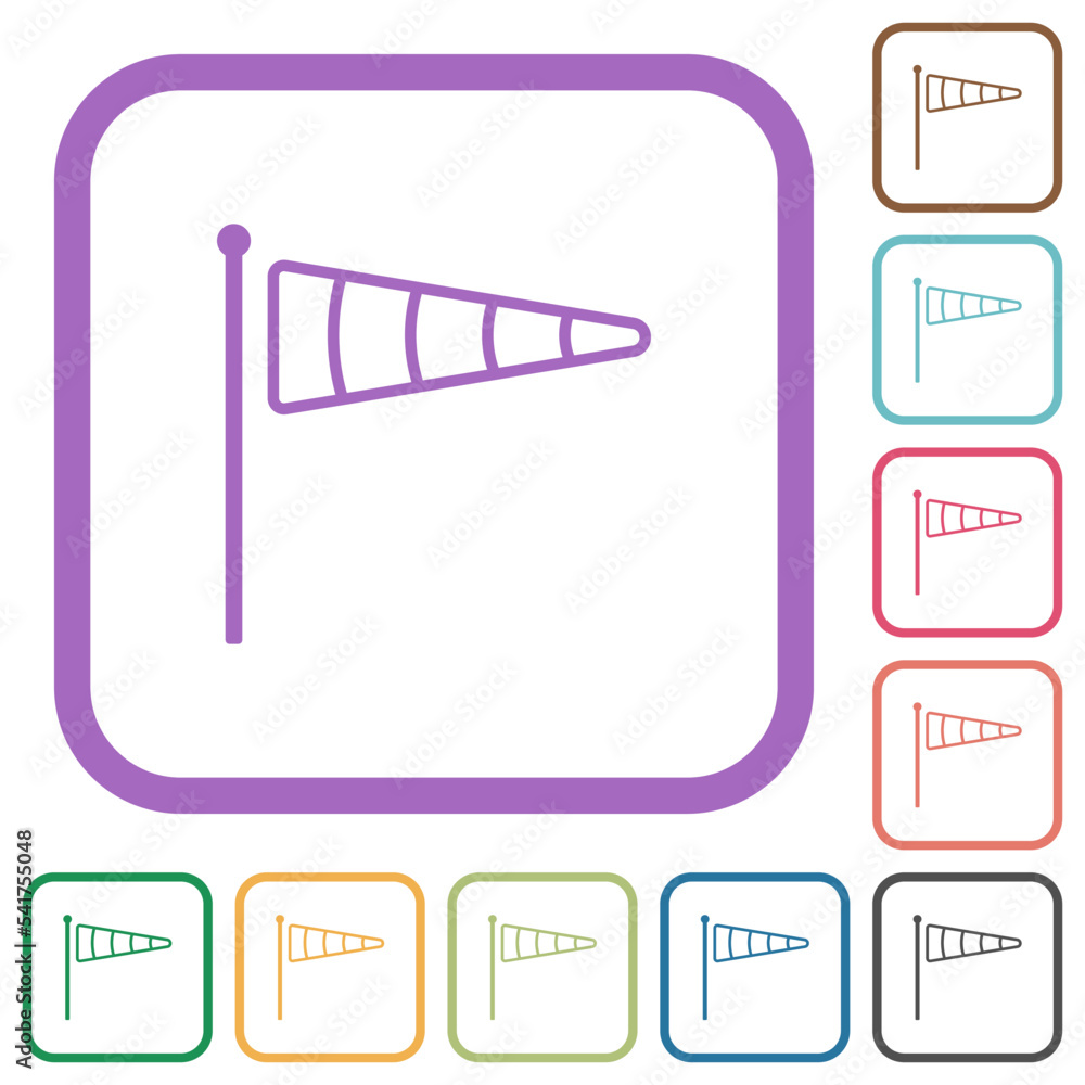 Poster windsock indicator outline simple icons