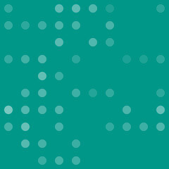 Abstract seamless geometric pattern. Mosaic background of white circles. Evenly spaced big shapes of different color. Vector illustration on teal background