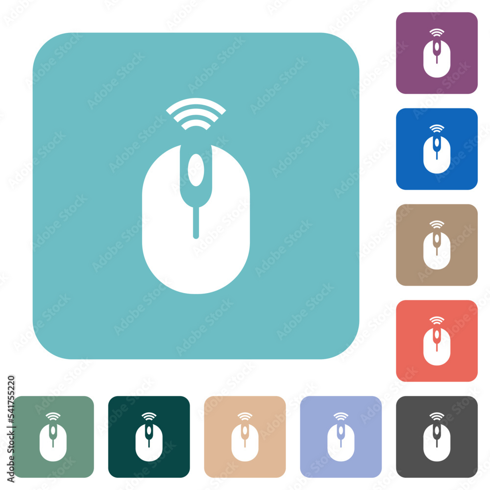 Poster wireless computer mouse rounded square flat icons