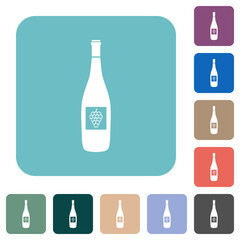 Wine bottle with grapes rounded square flat icons