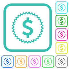 American dollar sticker alternate vivid colored flat icons