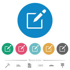 Editbox with pencil flat round icons