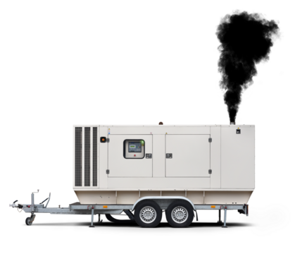 Trailer Diesel Generator in operation on isolated background