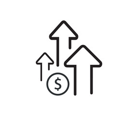 Dollar, rate, increase icon
